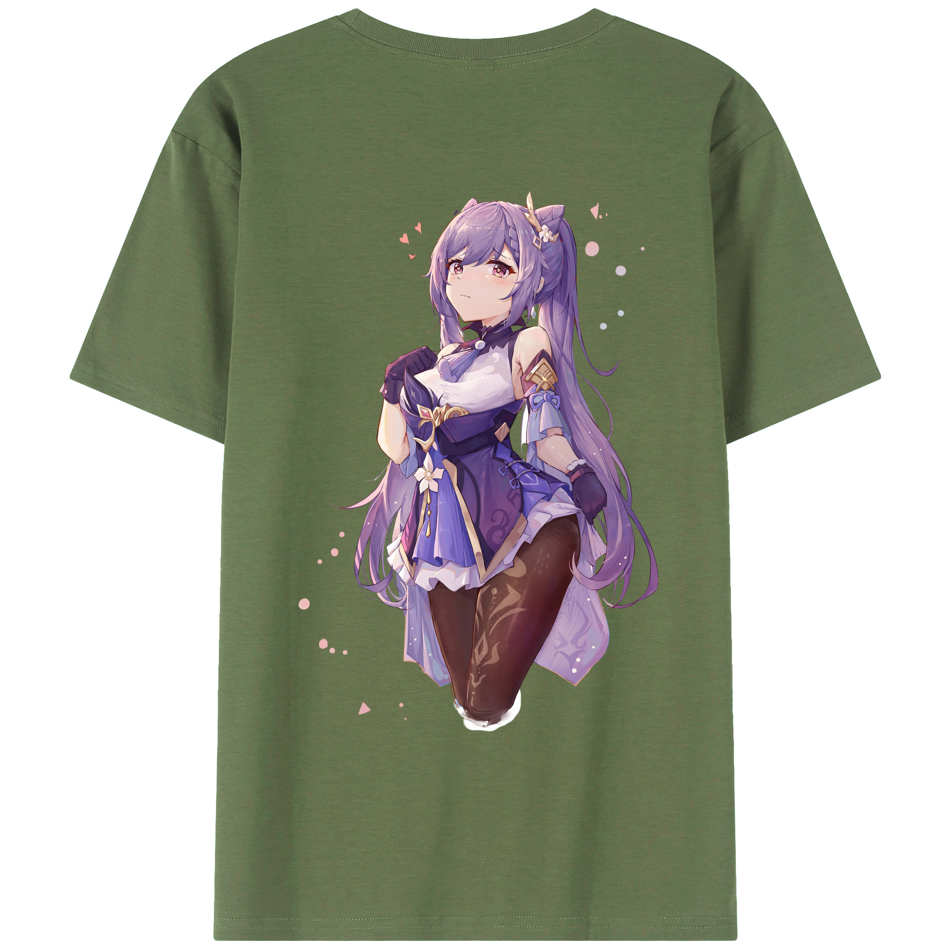 げんし神 刻晴 こくせい genshin Kokusei 綿100％ メンズ半袖Tシャツ（バックプリント） 通気性